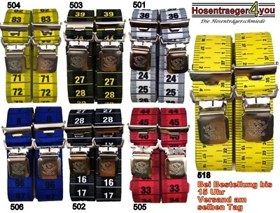 NO.1 ALLIGATOR 35 mm breite Hosenträger, Handwerker o. Zunftmotiv,4 extra starke Krallenclips,