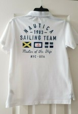 Brand New Boys Nautica White Polo Shirt Size L 14/16 NWT 39.00 Sailing Team