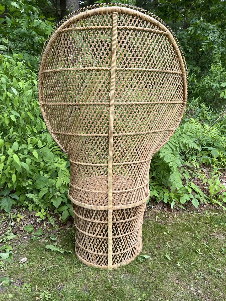 Silla de mimbre "Emmanuelle" pavo real años 60-70 vintage Foto 3 de 4