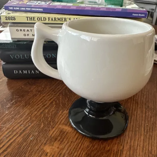 Caribe Puerto Rico Vintage Footed Coffee Cups Mugs Mid Century White Black