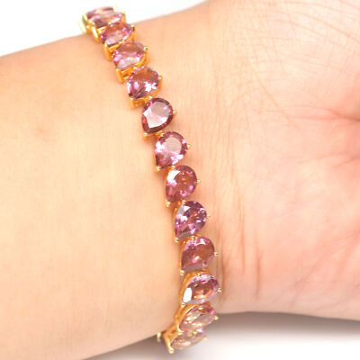Edelstein Pink Mystic Topas 925 Sterlingsilber Weißgold Armband 11,0''