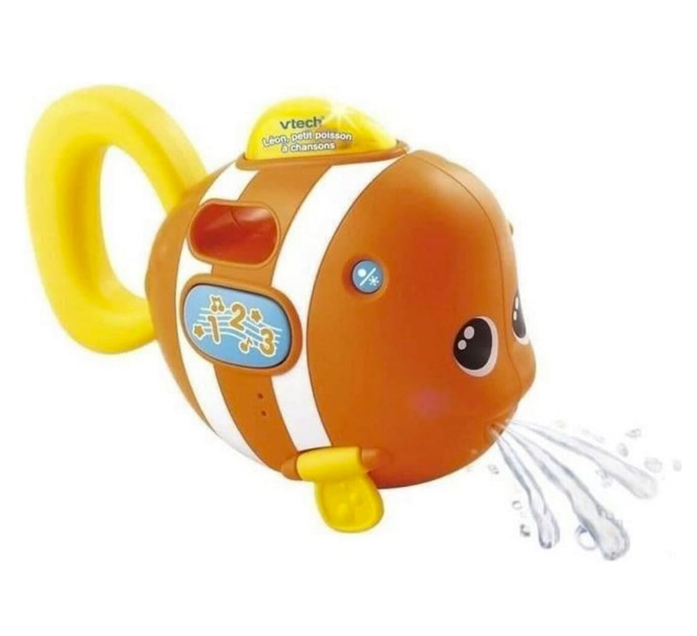Jouet de bain VTech Léon p'tit poisson à chansons orange pour éveil aquatique des bébés