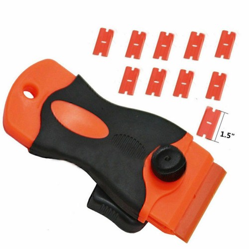 Plastic Double Edged Sticker Scraper with 10Pcs Razor Blades for Removing Glue - Picture 2 of 6