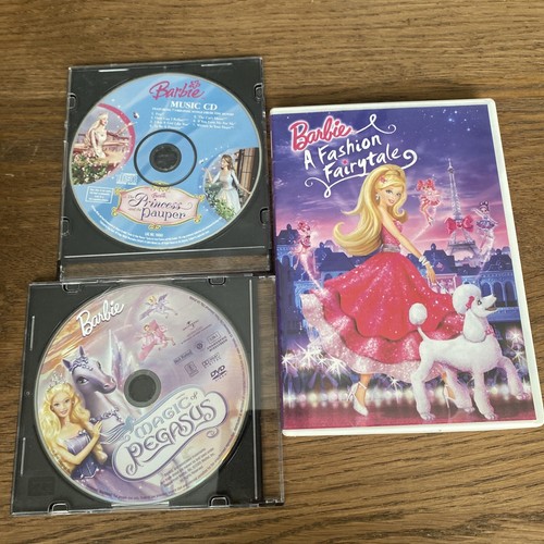 Barbie DVD lot of 2 Magic Of Pegasus and A Fashion Fairytale. Cd Music ...