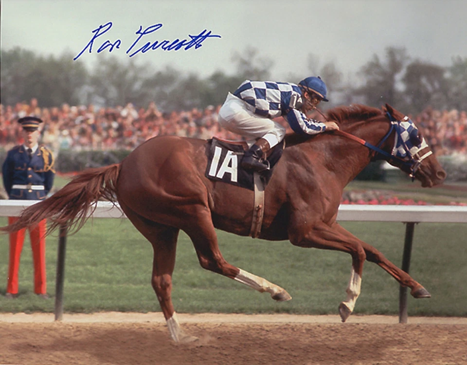 Secretariat 1973 Kentucky Derby foto firmada 3 tamaños Ron Turcotte Foto 2 de 2