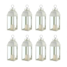 8 Pc Discount Wedding Lot Ivory White Candle Lantern Classic Distressed New 13"H
