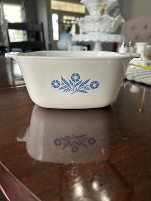 Vintage Corning Ware Blue Cornflower B-13 Embossed Logo Pyroceram 1958-59 Rare