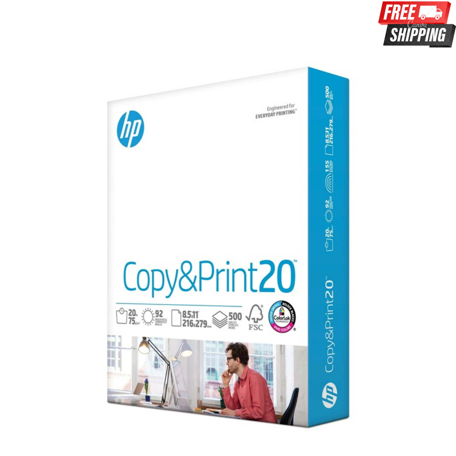 1 ream 500 sheets Printer Paper 8.5 X 11 Copy Print 20 Lb 92 Bright