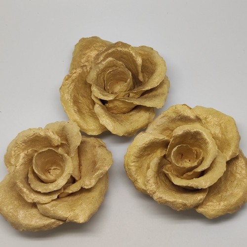 3 rose in cartapesta centrotavola colore oro d. 12 cm - Picture 7 of 7