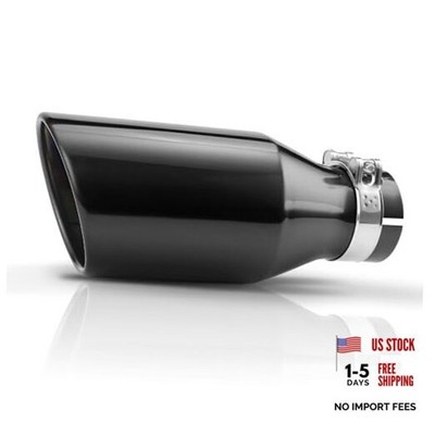 Black Exhaust Tips 3'' Inlet, 3'' Inlet 5'' 3'' ID - 5'' OD - 12'' Long Clamp on