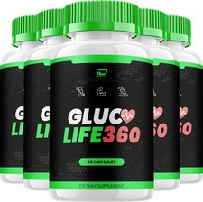  5 Pack Gluco Life 360 Capsules   GlucoLife 360 All Natural Glycogen Support