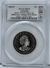 2019 P Australia Silver $2 200th Anniversary 2oz Queen Victoria Cameo PCGS MS70