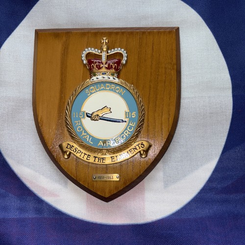 RAF 115 Squadron Crest Mess Shield plaque. B29 - Canberra