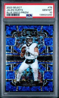 JERSEY # MATCH! 2023 Select Jalen Hurts #79 Blue Disco 1/25! EAGLES PSA 10!