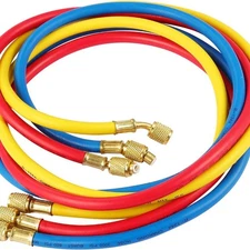 3 Pieces AC Manifold Gauge Hose Kit for Refrigerants, 1/4" Thread Automotive Air