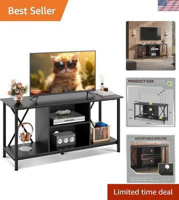 Industrial TV Stand for up to 45 inch TV, Heavy-Duty Metal Frame Entertainmen...