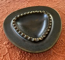 Vintage MCM Franciscan Bronze Triangle Dish Ashtray Hollywood Glam Orig Label