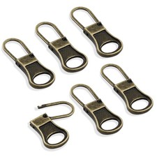Zorveiio 6pcs Antique Bronze Zipper Pull Replacement, 1mm