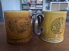 Vintage Britannia Designs ‘Devon’ & Essex Map Tankards Dartmouth Pottery
