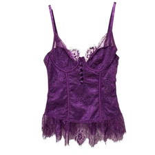 Seven Til Midnight Purple Lace Bustier Corset Top XL Romantic Dainty Fairy