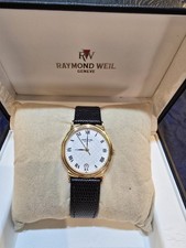 Raymond Weil Geneve Ref 155 Quartz Date White Roman Dial Gold Plated  full set