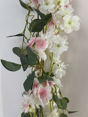 Rosa und weiße künstliche Kirschblüten Seidenblumengirlande Ranken 180 cm