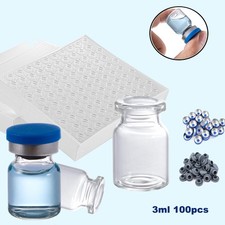 100Pcs 3ml Headspace Vials Sample Vials Glass Vials w/ Flip Off Caps Lab Vials
