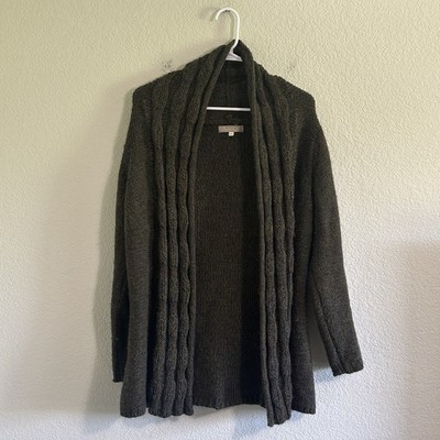 Bianca B Sweater Cardigan Women's M Green Orange Blue Ribbed Knit Wool