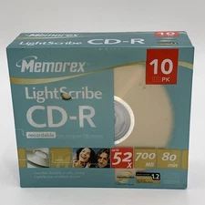 Memorex LightScribe CD-R Recordable Blank Discs 10Pack 52X 700MB 80 Minute New