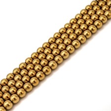 Gold Hematite Round Beads Strand 4mm 6mm 8mm 10mm 15.5"