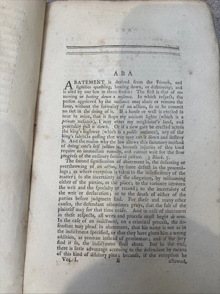 A New Law Dictionary London 1792 Richard Burn Without Cover Volume 1 - Image 3 of 4