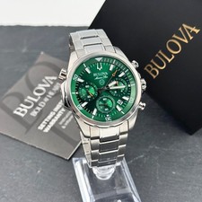 Bulova Marine Star 96B396 Green Dial Stainless Steel Men's Chronograph Watch