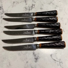 VTG Westall Richardson Stainless Steak Knife Set of 6 Bakelite Handles Sheffield