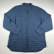Vintage 90s Guess Plaid Flannel Shirt Mens XL Made In USA Blue Green 100 Cotton