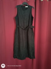Everlane Linen Midi Dress Belted Sleeveless Pockets Black Size 14 B4 Shein