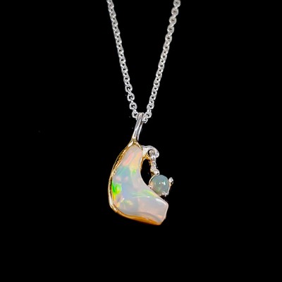 Schmuck AAA EDELSTEIN natürlicher Opal Halskette 925 Sterlingsilber 18''/N25763