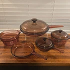Vintage Vision Ware Corning Pyrex Amber/Brown Glass Cookware Set Of 8pc Neutral