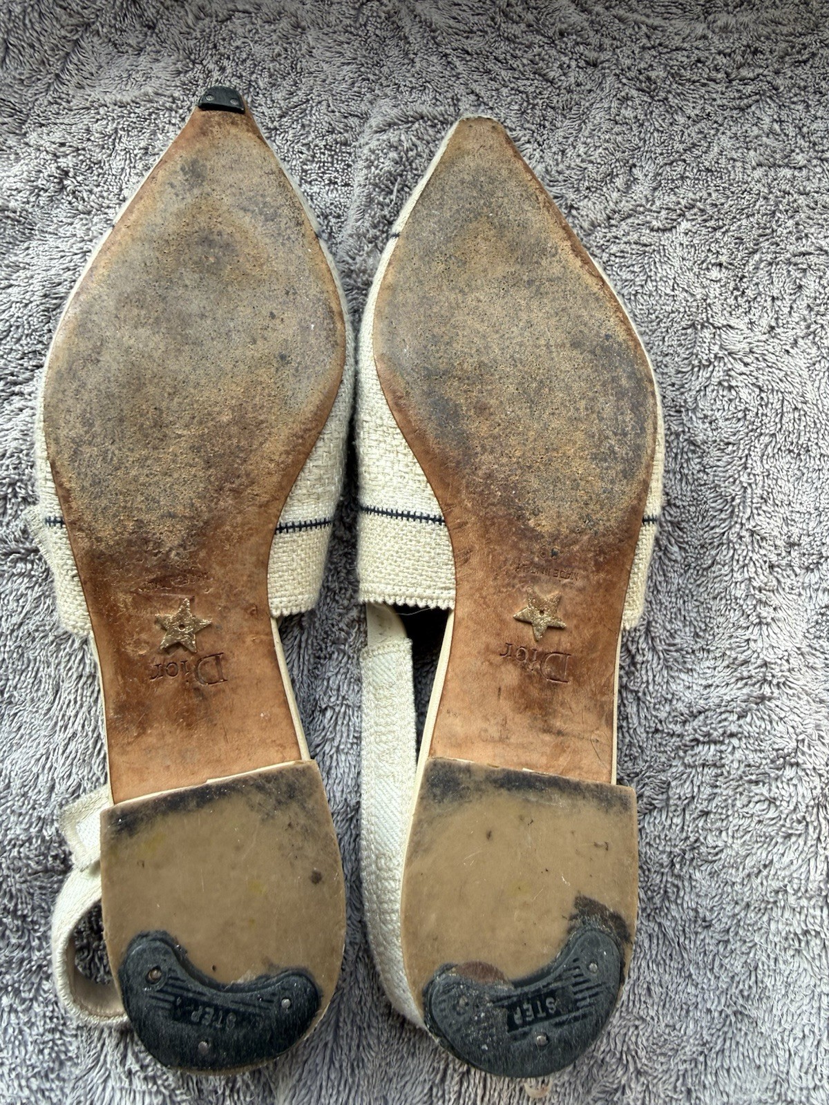 Authentic CHRISTIAN DIOR Neutral J'ADIOR  Canvas Slingback Ballet Flats 39 image 5