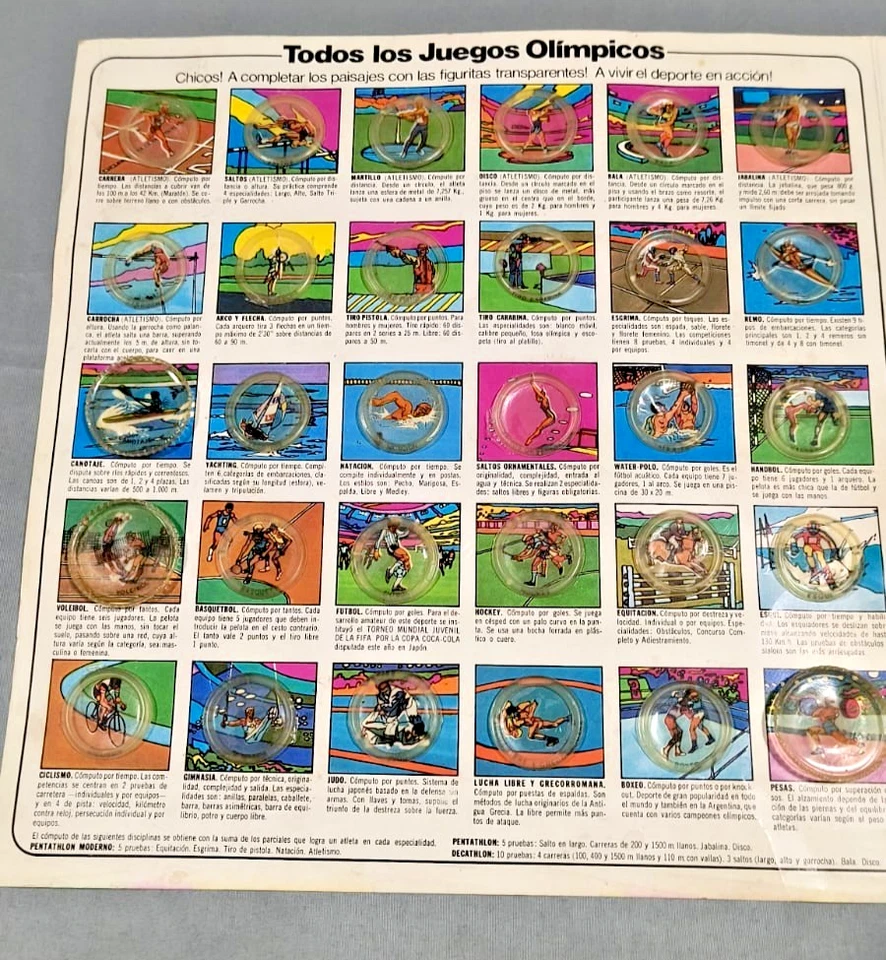 Vintage RARE 1980 MOSCU OLYMPIC GAMES album coca cola caps Argentina complete - Image 3 of 4