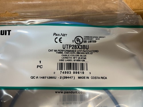 20x Panduit UTP28X3BU Cat6a 28awg Network Patch Cable, 3 Ft Blue Color 10x 5 FT - Picture 6 of 7