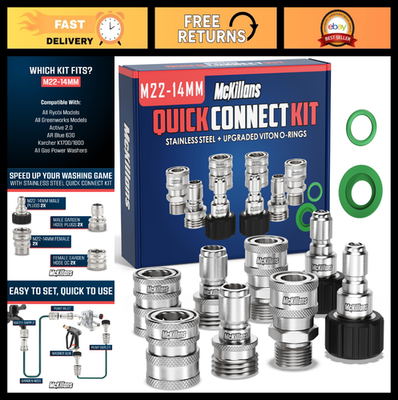 #ad Pressure Washer Quick Connect Kit M22 14mm to 3 8quot; Male Female Stainless Steel $121.99