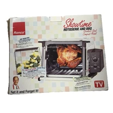 New Ronco Showtime Rotisserie & BBQ Oven 3000 Black + BBQ Gloves, Recipe Book