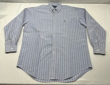 VTG Ralph Lauren Men  s Oxford Button Mens M Blue Blake L/S Shirt Flesh Pony 