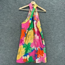 SheIn Dress Women M Medium Pink Floral Shift Short Sleeveless Hook & Eye Casual