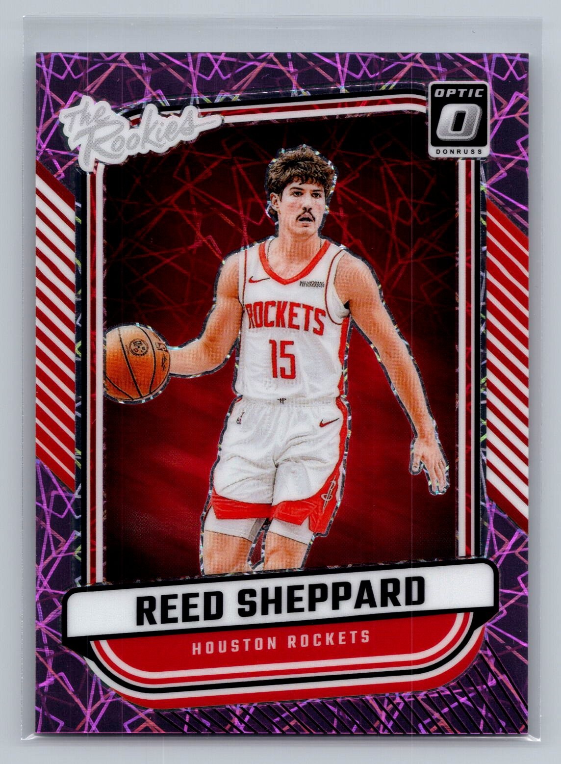 2024-25 Donruss Optic #3 Reed Sheppard Red Hot Rookies Pink Velocity #/79