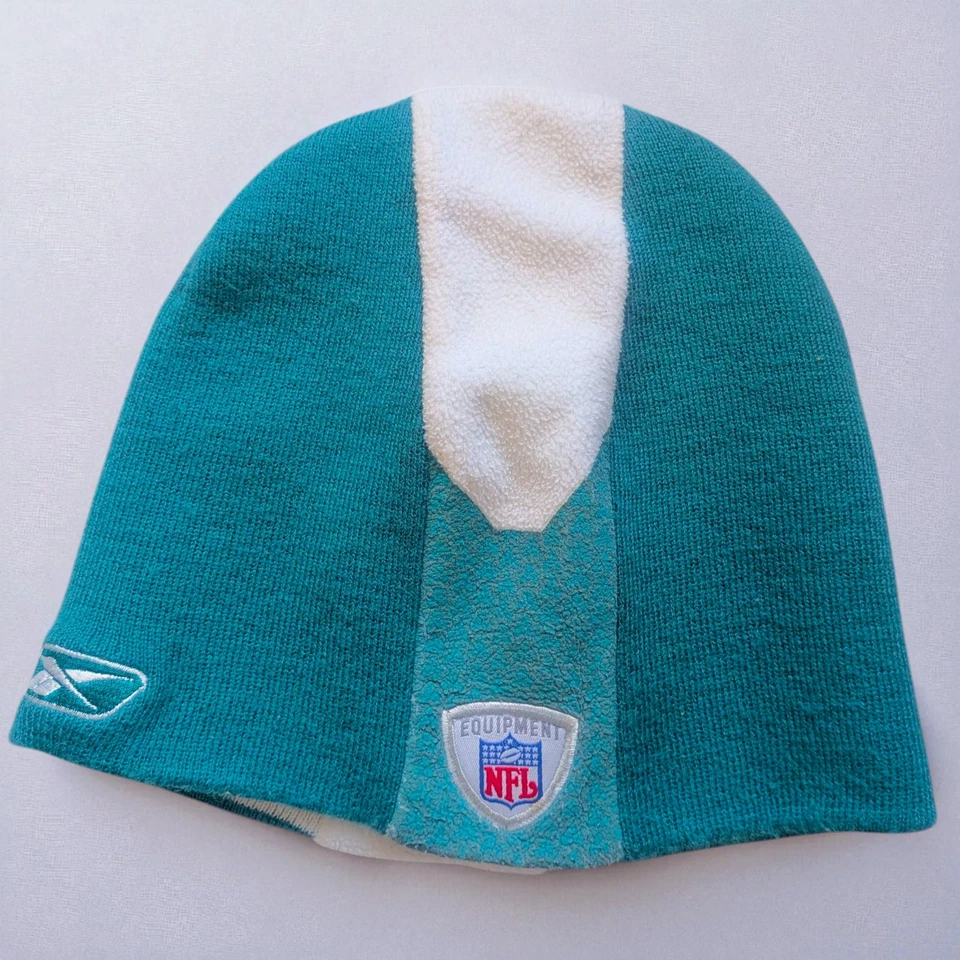 Reebok NFL Equipo Ropa Miami Dolphins Fútbol Bordado Aqua Gorro Gorra Foto 2 de 4