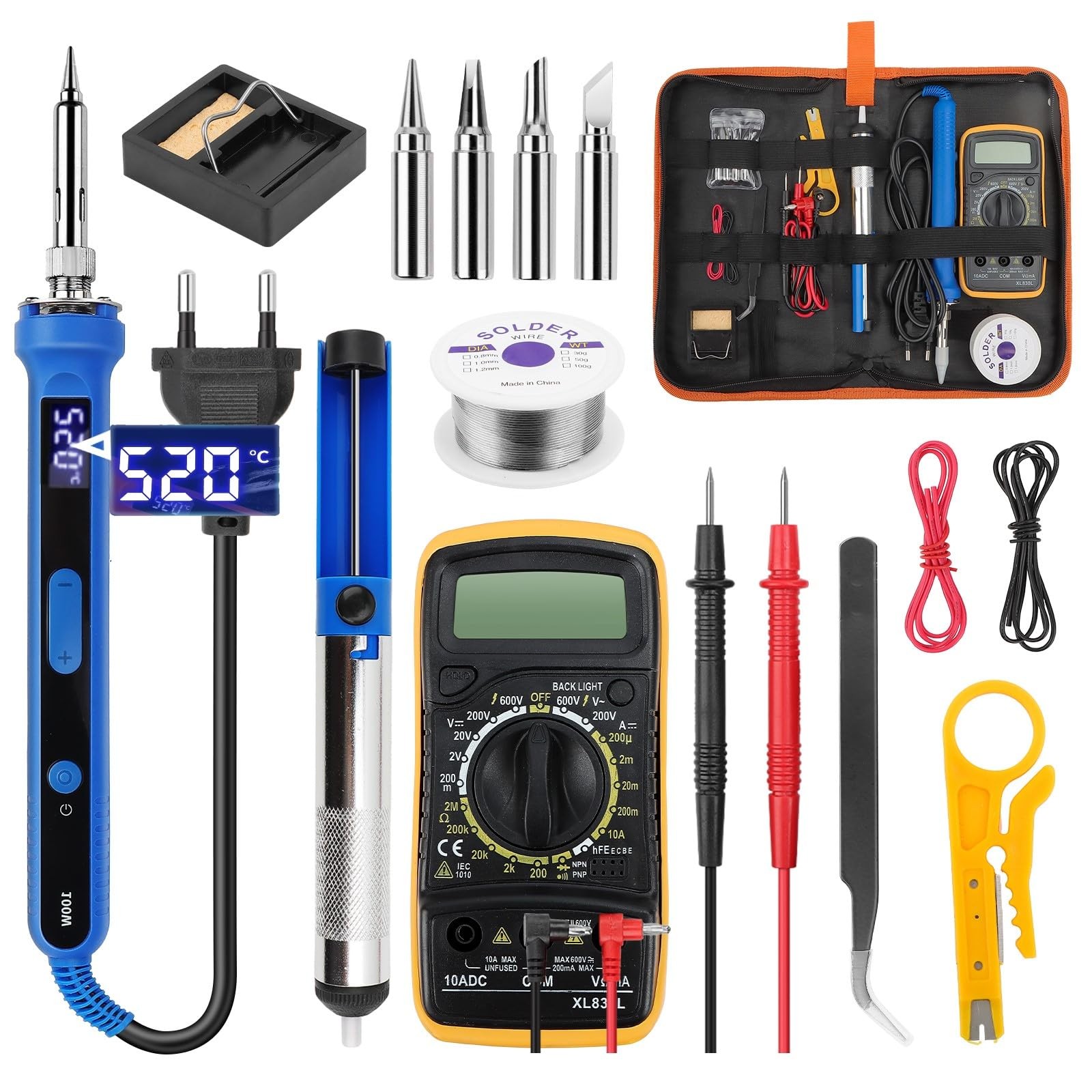 Saldatore Elettrico Professionale Kit 100W Saldatore a Stagno LED Temperatura