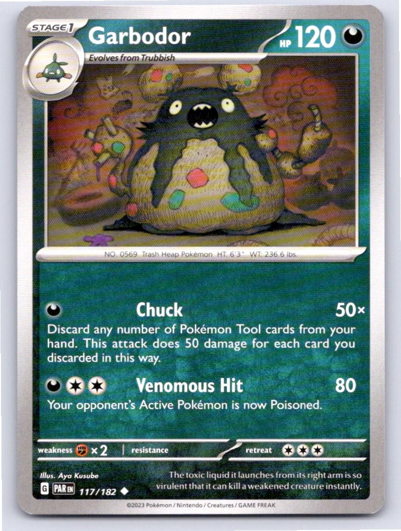 2023 POKEMON GARBODOR PARADOX RIFT 117/182 UNCOMMON NM A35951 FREE S&H