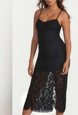 Loveshackfancy Black Sima Lace Midi Dress Sz L