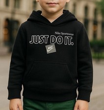 Nike Sportswear Kids Black JUST DO IT Hoodie Sweatshirt Size 5-6Y 